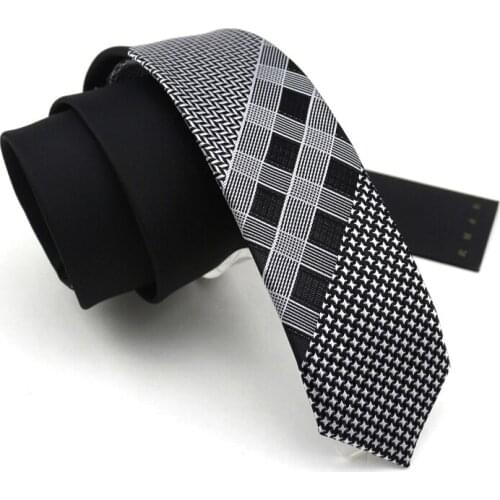 High Quality 2019 New Men Ties 5.5CM Slim Ties For Men Plaid Neckties Korean Style Houndstooth Handmade Business Casual Gift Box