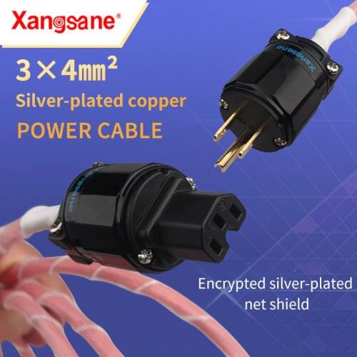Xangsane HiFi Oxygen-Free Copper Silver-plated 3*4mm² Audio US/EU Power Cable Decoder Front and Rear Power Amplifier Power Cable