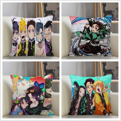 Musife Custom Demon Slayer Pillowcase Home Decoration 45*45cm Zipper Square Pillowcase Throw Pillow Cover Drop Shipping