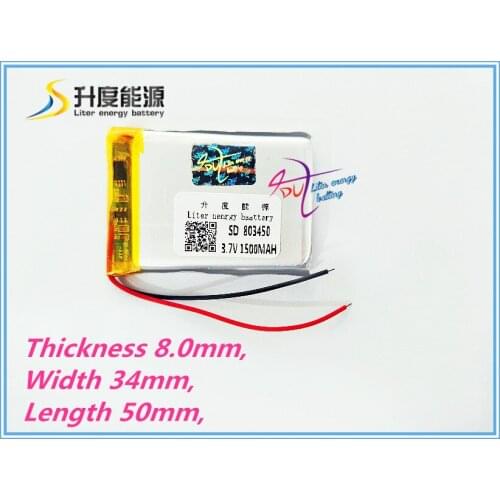 Liter energy battery 3.7V tablet battery 803450 1500mAh GPS battery MP3 MP4 speaker teaching machine