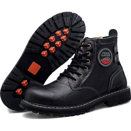 New Spring Autumn Mens Boots Fashion Tooling Men Casual Shoes Brand Motorcycle Boots Genuine Leather Outdoor Military Men Boots