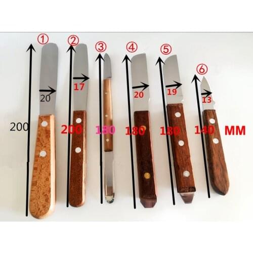 6pcs assorted Dental spatula Gypsum wooden handle knife metal spatula plaster mixing knife dental Lab Tools impression materials