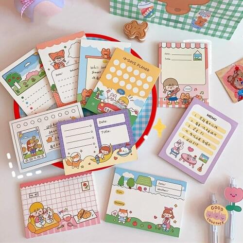 Yisuremia New 50 Sheets Kawaii Cute Memo Pad Paper To Do List Planner Decorative Notepads Paperlaria School Office Stationery