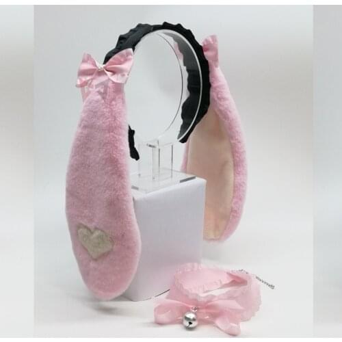MMGG New Bunny Rabbit Ears Hairhoop Headwear Necklace Lolita Cosplay Game Costume Accessories Custom Made