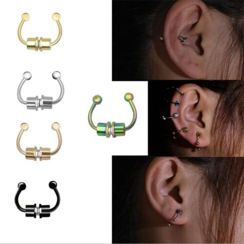 New Titanium Steel Magnetic Women False Nose Ring Horseshoe Ring Ear Clip Ear Nail Nose Ring Non Perforated Nose Hoop Nose Men