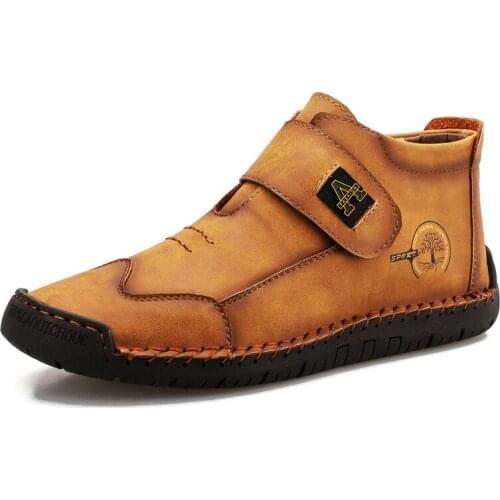 New mens shoes breathable casual driving mens boots light and soft mens hand sewn Velcro flat shoes plus size 38--48 zapatos