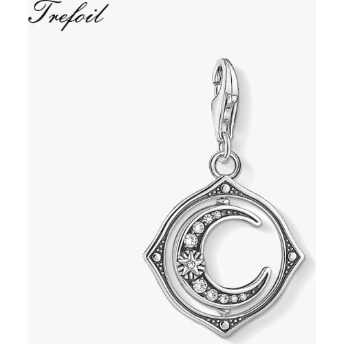 Charms Pendant Rotatable Moon 925 Sterling Silver Fit Bracelet Necklace 2021 Brand New Fine Jewelry Trendy Magic Gift For Women