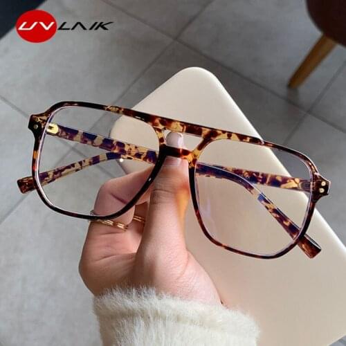 UVLAIK Blue Light Blocking Computer Glasses Frame for Women TR90 Optical Frame Eyeglasses Men Double Bridges Eyewear Goggles