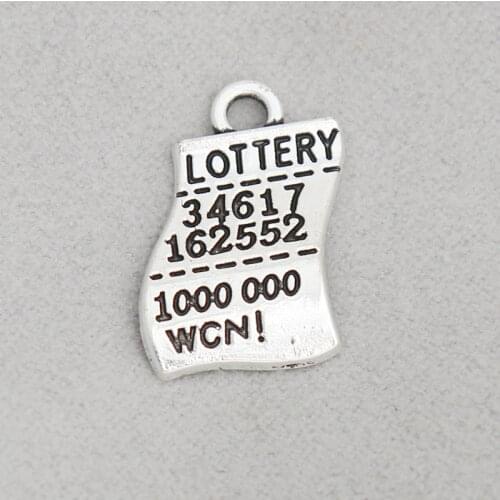 RAINXTAR Wholesale Antique Silver Color Lottery Ticket Alloy Message Charms 13*19mm AAC1056