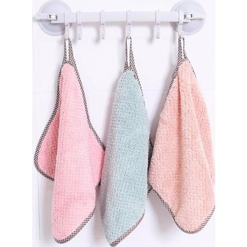 Super Absorbent Hand Towel 27*25cm Microfiber Absorbent Solid Color Soft Comfortable Bathroom Hand Towel