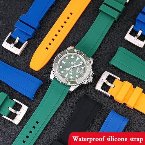 High-quality Rubber watchband 20mm 22mm bracelet for omega seiko rolex tissot watches band brand curved end watch strap