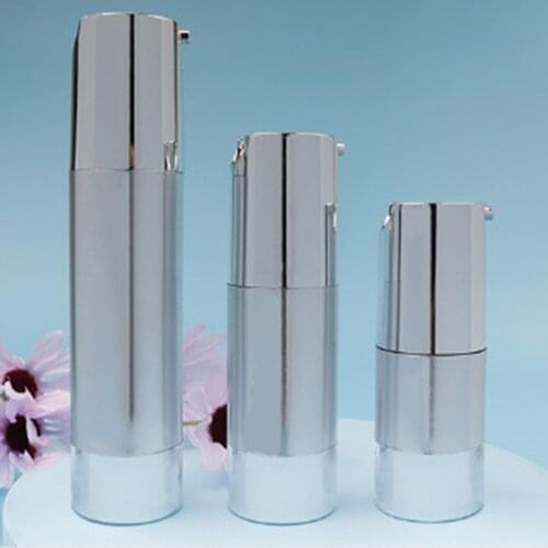 Silver Electrochemical Aluminum Refillable Bottles Cosmetic Packing Vacuum Flask Spray Bottle Press Emulsion Elite Fluid Bottle