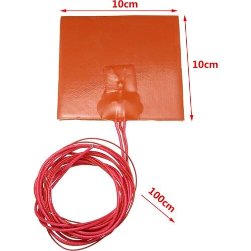 12V 50W Silicone Heater Pad For 3D Printer Heated Bed Heating Mat 100x100mm Silicone Warming Accessories
