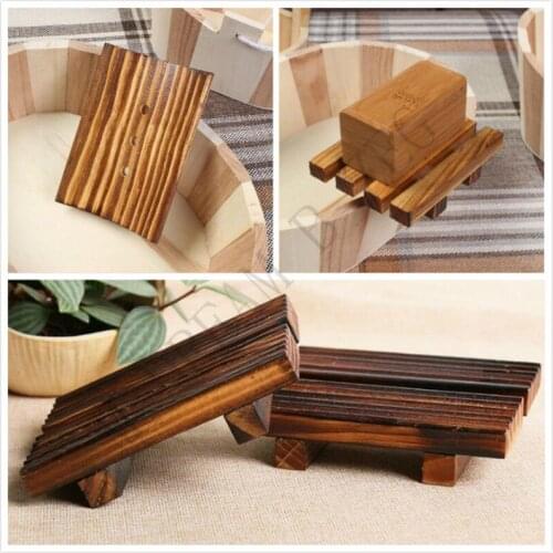 Natural Wooden Soap Dishes Vintage style soap rack Portable Black Soap plate For Bath Shower Plate Bathroom