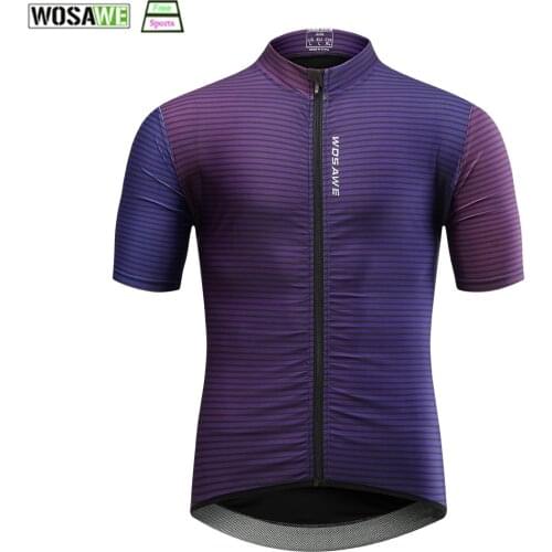WOSAWE Pro fit Short Sleeve Cycling Jersey Purple Seamless Process Reflective Moisture wicking Multiple Pockets MTB Clothing