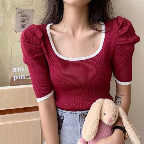 2021 spring womens short-sleeved T-shirt Korean version of the tight-fitting basic T-shirt womens short top summer T-shirt