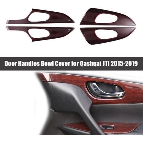 Inner Door Handle Bowl Cover Trim Red Peach Wood Color for Nissan Qashqai J11 Sport Rogue 2015-2019 Interior Mouldings