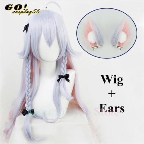 VTuber Kagura Nana Wig Black Bowties Hololive Cosplay Nanakagura Girls Long Braided Wavy Gradient Synthetic Hair Kawaii Lolita