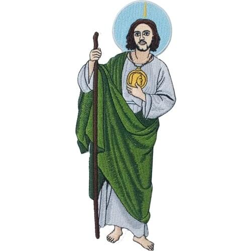 Jesus Christ Embroidery Patches Custom Iron on Sewing Badges for Clothing DIY Logo Biker Jackets Vest Back Garment Accessories
