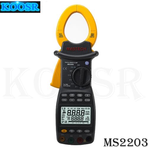 High Sensitivity 3-Phase LCD Professional Clamp Meter Power Factor Correction USB True-RMS 4 Wire Testing MS2203