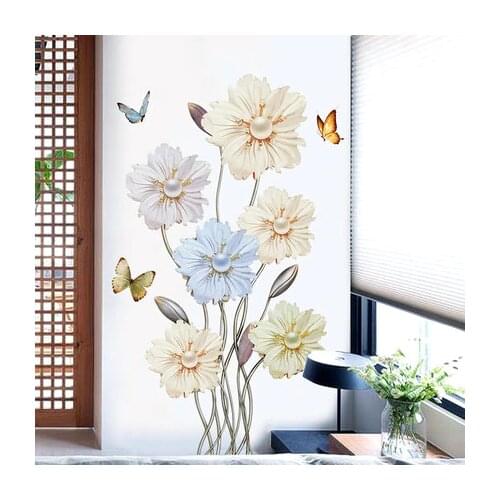Pearl Flower Wall Sticker 3D Wallpaper Vsco Girl Room Decor Aesthetic Teenager Room Decoration Living Room Bedroom Bathroom Art