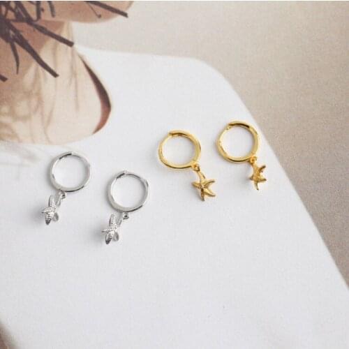 Hip Hop Women Starfish Gold Silver Dangle Earrings Original Street Fashion Korean Female Metal Earrings