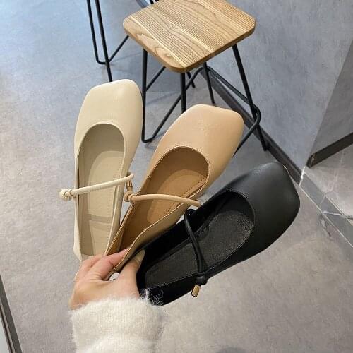 Womens Flat Shoes Spring and Autumn 2021 New Leather Shoelace Square Toe Leather Shoes Shallow Coke Loafers