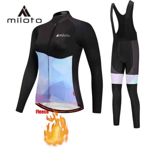 Miloto Winter Long Sleeve Mountain Bike Clothes Wear Racing Bicycle Thermal Fleece Ropa Maillot Ciclismo cycling jersey suits