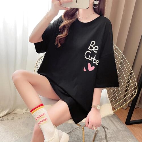 #0722 White Black T Shirt Femme Cotton Cartoon Baby Be Cute Printed T Shirt O Neck Short Sleeve T Shirt Female Loose Summer Tee