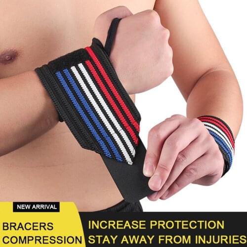 1PCS/LOT Tricolor Wrist Support Gym Weightlifting Training Weight Lifting Gloves Bar Grip Barbell Straps Wraps Hand Protection