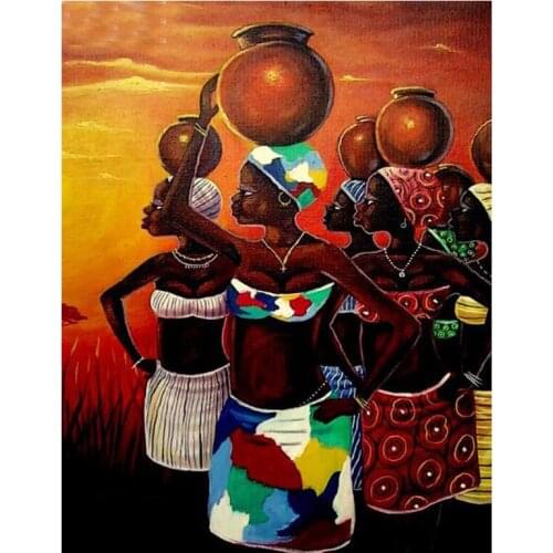 5D diy diamond painting Sunset African Women,full square round diamond embroidery full display mosaic cross stitch needlework