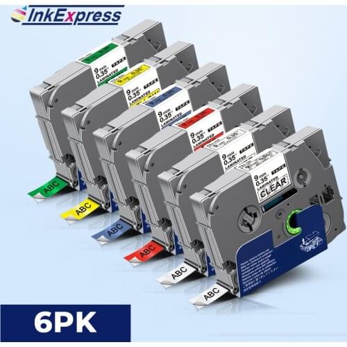 6PK TZe-221 Tape For Brother TZe-121 TZe 221 TZe-121 TZe-421 TZe-621 TZe-721 9mm Label Tape For Brother P-touch Label Maker