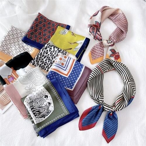 70*70cm Summer Luxury Silk Scarf Square Women Shawls Wraps Fashion Office Small Hair Neck Hijabs Foulard Scarves Neckerchief