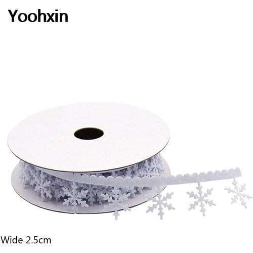 Mini white 2.5CM Wide snowflake lace fabric trim ribbon DIY sewing applique Christmas tree gift decor