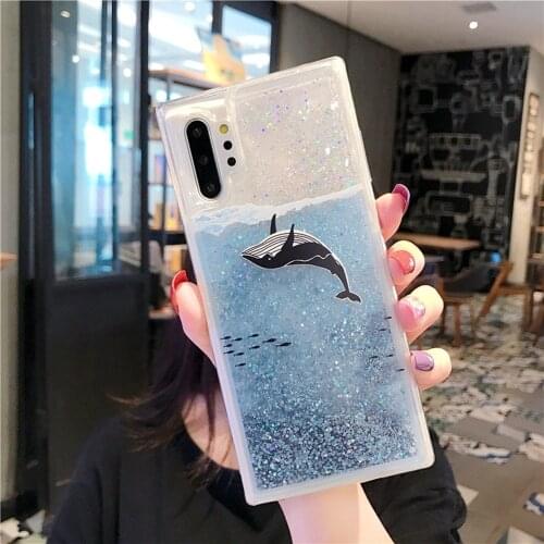 Case for samsung galaxy S10E S10 lite S9plus S8 S7 note 10 pro 8 9 m30 m20 a70 a60 a50 30 Blue ocean shark whale Quicksand coque