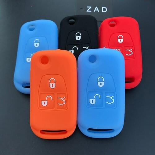ZAD Silicone car key case cover Shell skin fob For Mercedes for Benz ML C CL S SL SEL Flip Folding 3 buttons Remote protected