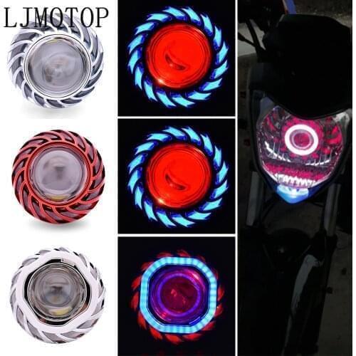 For Kawasaki KLZ1000 Versys Z400 KX 65 85 125 250 250F Hi/Lo Beam Motorcycle Headlight LED Dual Halo Angel Devil Eye Moto Lamp