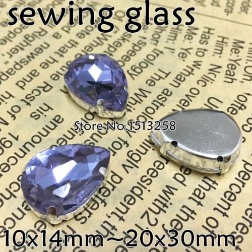 Violet Color Sew On Crystal Teardrop Fancy Stone With Metal Claw Setting 10x14mm,13x18mm,18x25mm,20x30mm