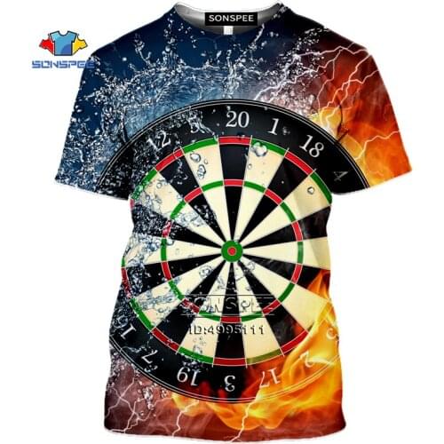 SONSPEE Mens T-shirt 3D Print Darts Dartboard Bullseye Tshirt Women Summer Casual O-neck Short Sleeve Fitness Shirt Streetwear