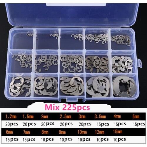 100Pcs GB896M1.2 M1.5 M2 M2.5 M3 M4 M5 M6 M7 M8 304 Stainless Steel Circlip Sack Retainer E E-type Buckle-shaped Split Washers
