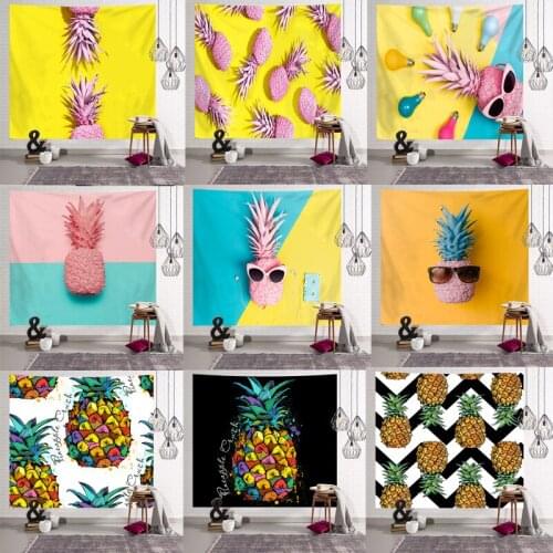 Pineapple Tapestry Wall Hanging Ceiling Cover Furniture Cover Green Leaves Style Pattern Decorative Tapestry Home Decoration