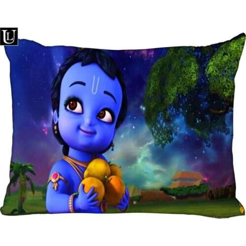 Custom little krishna Rectangle Pillow Cover Size 45x35cm (one side) Print Custom Zipper Polyester Cotton Pillowcase more size