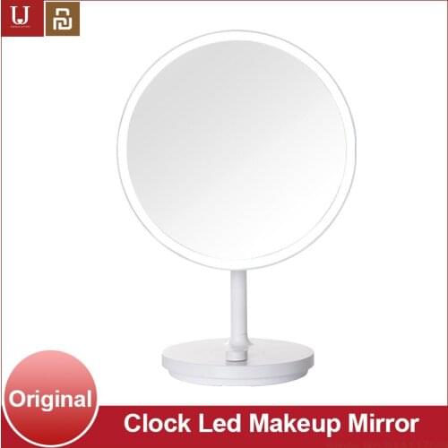 Jordan&Judy Led Makeup Mirror Adjustable Angle Clock USB Rechargeable Portable Dimmable Light Desktop Mirror