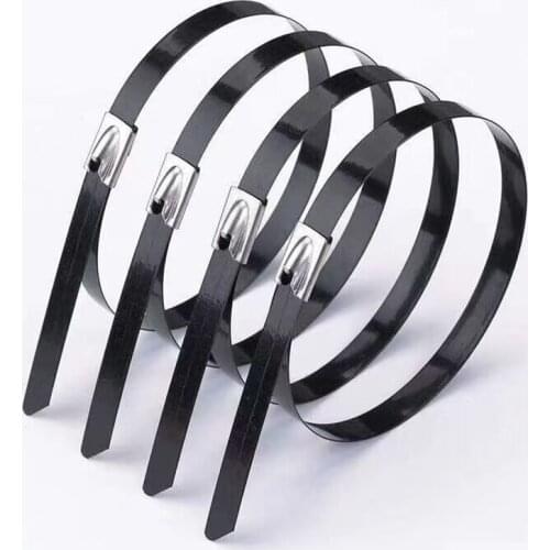 25pcs 4.6x100/150/200/260/300/350/400 to 700mm Stainless Steel Cable Ties Locking Metal Zip-Exhaust Wrap Coated Multi-Purpose