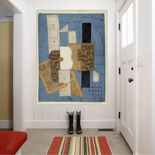 Citon Pablo Picasso《Guitar 1913》Canvas Oil Painting Artwork Poster Picture Modern Wall Decor Home Decoration For Living room