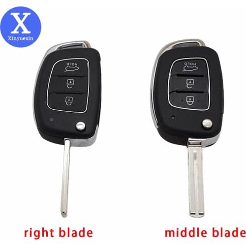 XINYUEXIN 3 Button Flip Folding Remote Auto Car Key Case Shell for Hyundai Solaris IX35 IX45 ELANTRA Santa Fe HB20 Verna Car Key