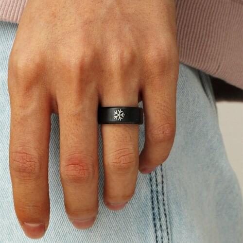 MOREDEAR 8mm Titanium Ring For Men And Women Snowflake Ring