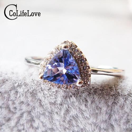 Natural Tanzanite Ring for Woman 5mm Natural Tanzanite Silver Ring Vintage Tanzanite Wedding Ring Natural Tanzanite Jewelry