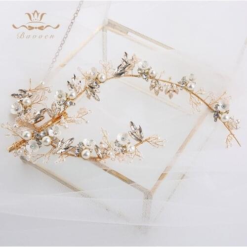 Korean Gold Brides Handmade Hair Barrettes Crystal Wedding Hair Hairbands Bridal Crystal Hairband