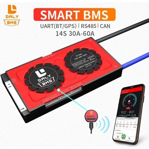 Daly BMS 18650 lithium battery li-ion 48v smart bms 14s 30A 40A 50A 60A common port with uart rs485 CAN balance for solar energy